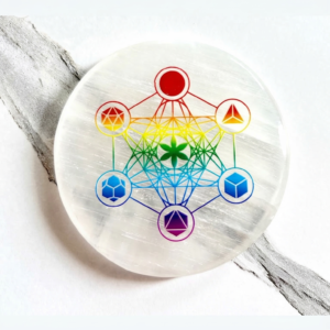 Selenite Charging Plate with Sacred Geometry