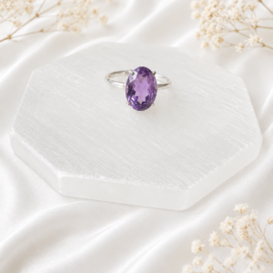 Natural Amethyst Crystal Ring